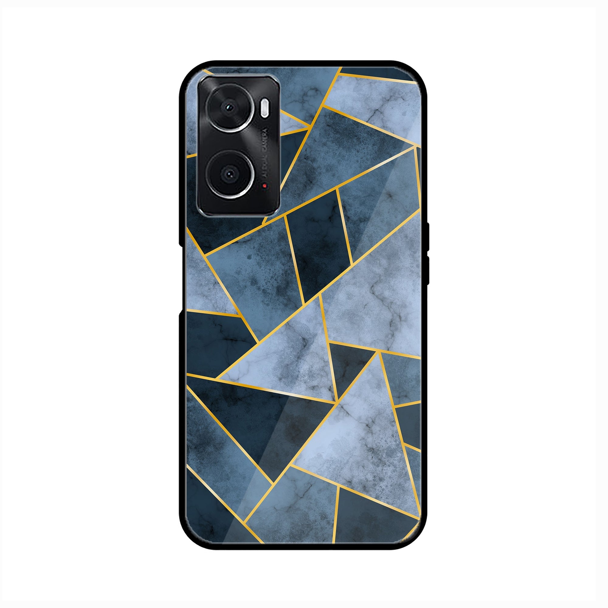 Oppo A96  Geometric Marble Series  Premium Printed Glass soft Bumper shock Proof Case