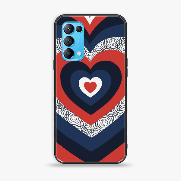 Oppo Reno 5 Heart Beat Design 3 2.0 Premium Printed Glass soft Bumper shock Proof Case CS-18295