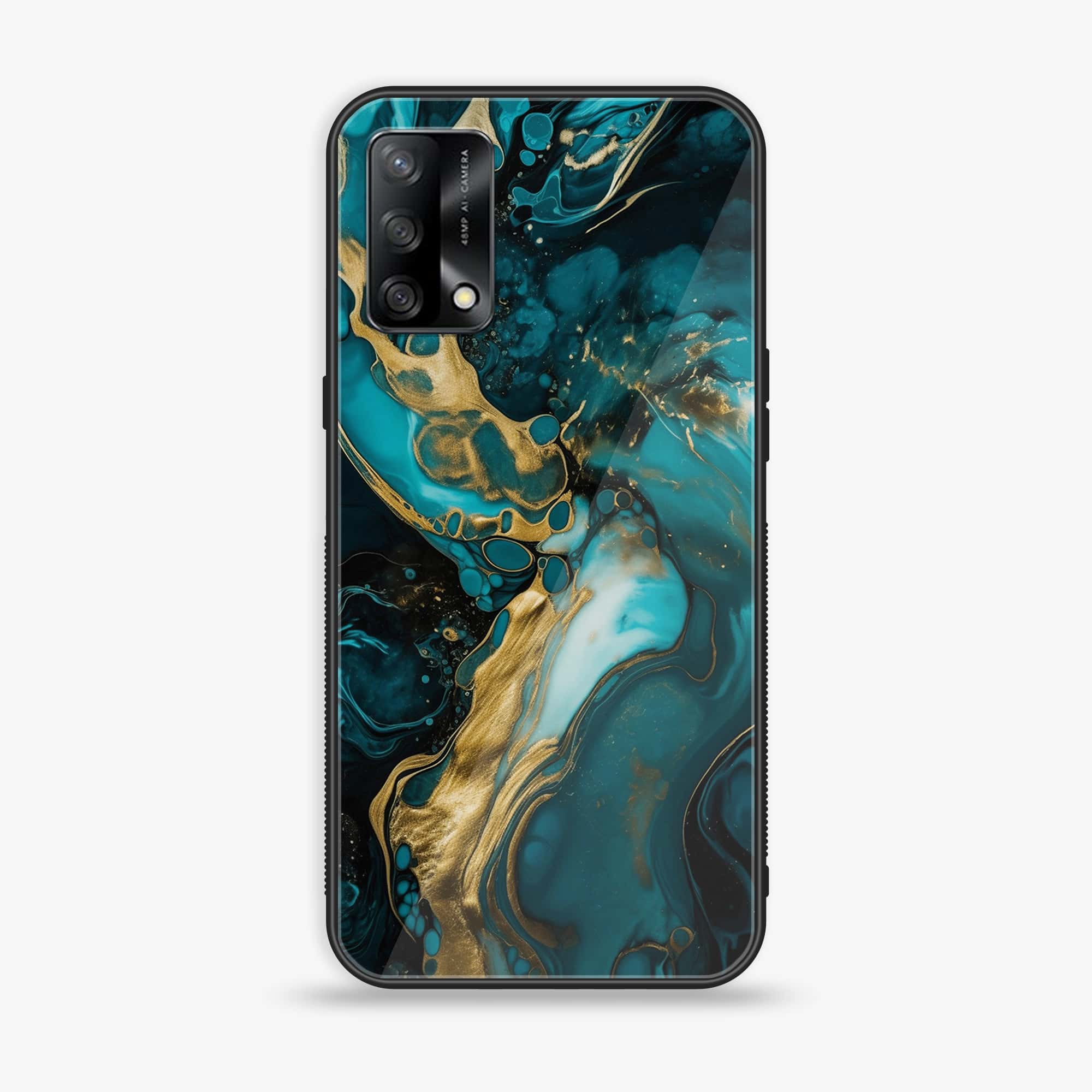 Oppo F19s - Liquid Marble Series - Premium Metal Printed soft Bumper shock Proof Case