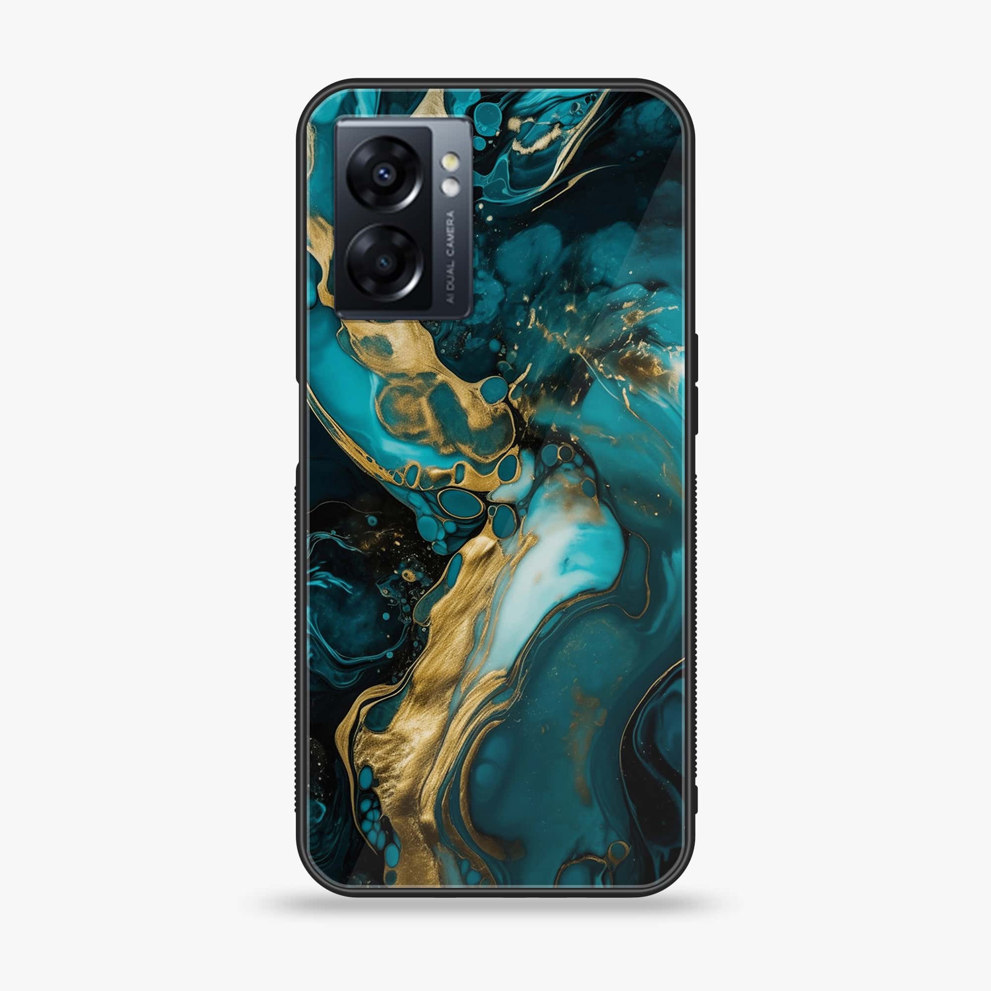 Oppo A77 4G - Liquid Marble Series - Premium Metal Printed soft Bumper shock Proof Case