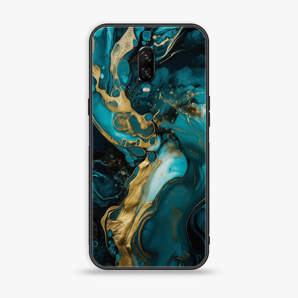 OnePlus 6T - Liquid Marble  Design 3- Premium Printed Glass soft Bumper shock Proof Case  CS-24964