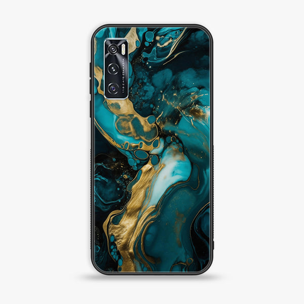 Vivo V20 SE Liquid Marble Design 3 Premium Printed Glass soft Bumper shock Proof Case CS-8845