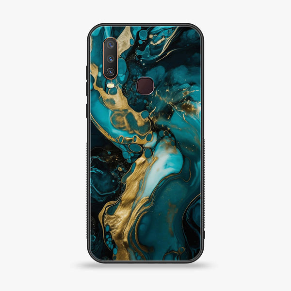 vivo y15/y17/y12 - Liquid Marble Design 3  - Premium Printed Glass soft Bumper shock Proof Case  CS-25815