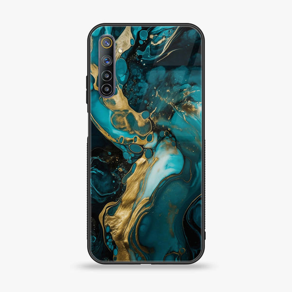 Realme 6 Pro Liquid Marble Design 3 Premium Printed Glass soft Bumper shock Proof Case CS-13237