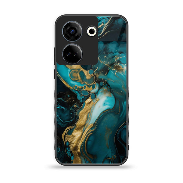 Tecno Camon 20 / 20 pro - Liquid Marble  Design 3  - Premium Printed Glass soft Bumper shock Proof Case  CS-23975