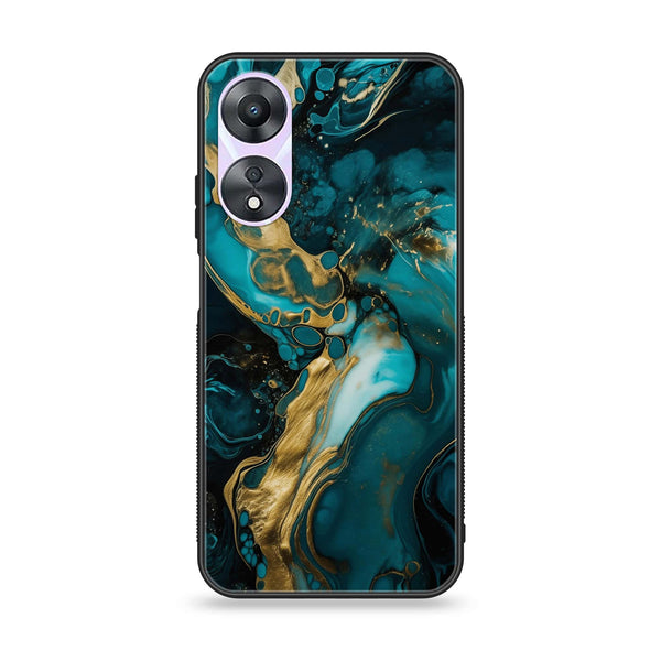 Oppo A58 - Liquid Marble Design 3 - Premium Printed Glass soft Bumper shock Proof Case CS-13903