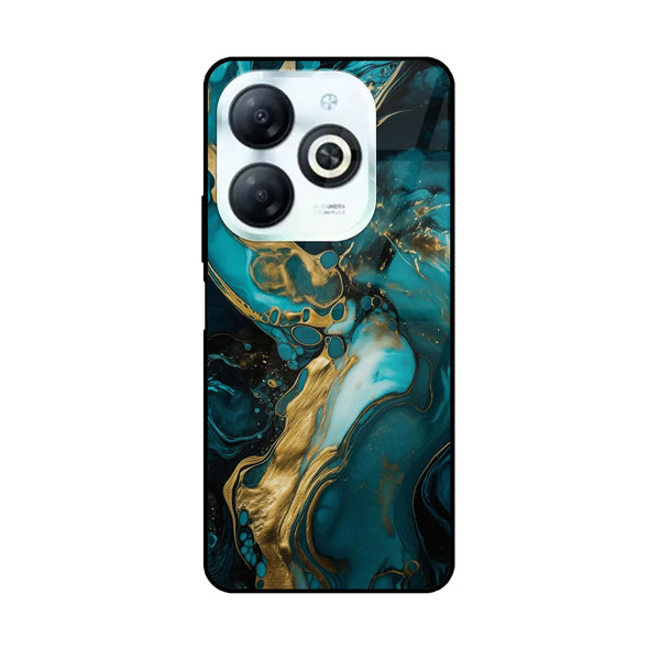 Infinix Hot 40i - Liquid Marble Design 3 - Premium Printed Glass soft Bumper shock Proof Case  CS-7395