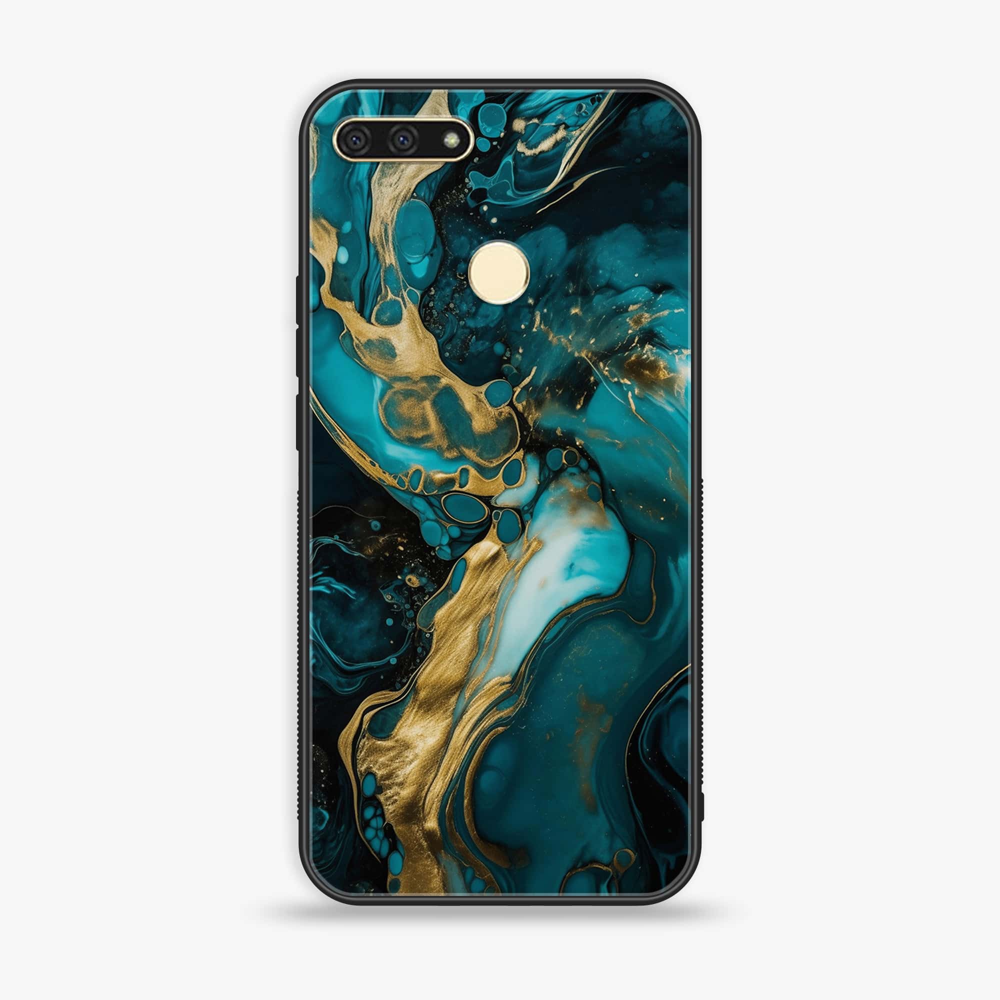 Huawei Y6 2018/Honor Play 7A - Liquid Marble Series - Premium Printed Glass soft Bumper shock Proof Case