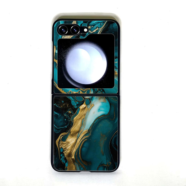 Galaxy Z Flip 5 - Liquid Marble - Design 3 - Premium Metal Printed soft Bumper shock Proof Case