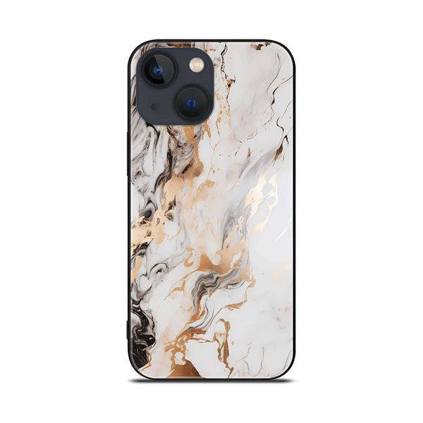 iPhone 14 - Liquid Marble Series - Premium Printed Glass soft Bumper shock Proof Case