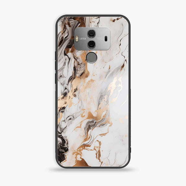 Huawei Mate 10 - Liquid Marble Series - Premium Printed Glass soft Bumper shock Proof Case
