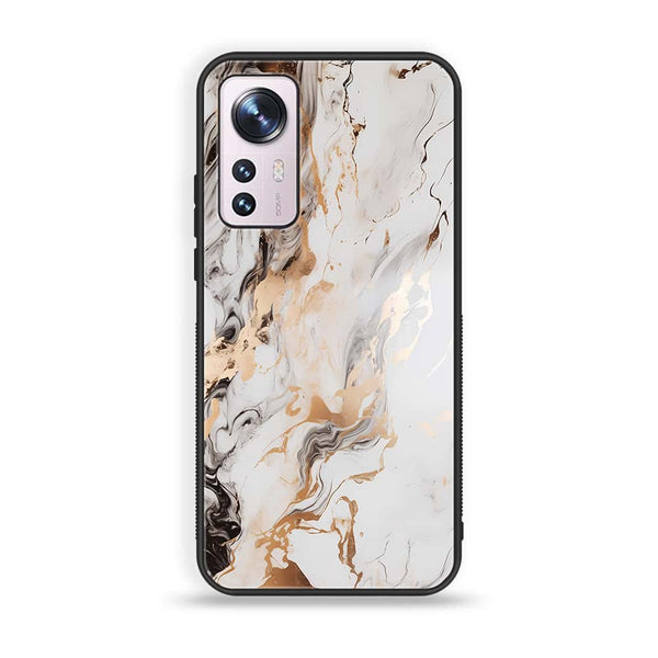 Xiaomi 12X Liquid Marble Series Premium Printed Glass soft Bumper shock Proof Case