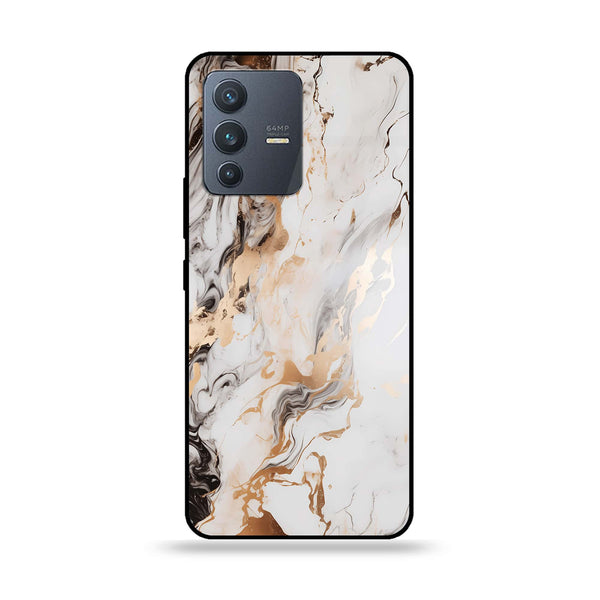 Vivo V23 5G - Liquid Marble Design 1  - Premium Printed Glass soft Bumper shock Proof Case  CS-37383