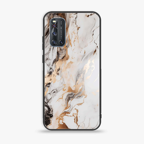 Vivo V19 - Liquid Marble Design 1- Premium Printed Glass soft Bumper shock Proof Case CS-46590