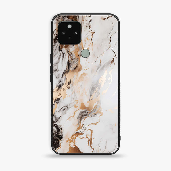 Google Pixel 5a - Liquid Marble Series - Premium Metal Printed soft Bumper Shock Proof Case