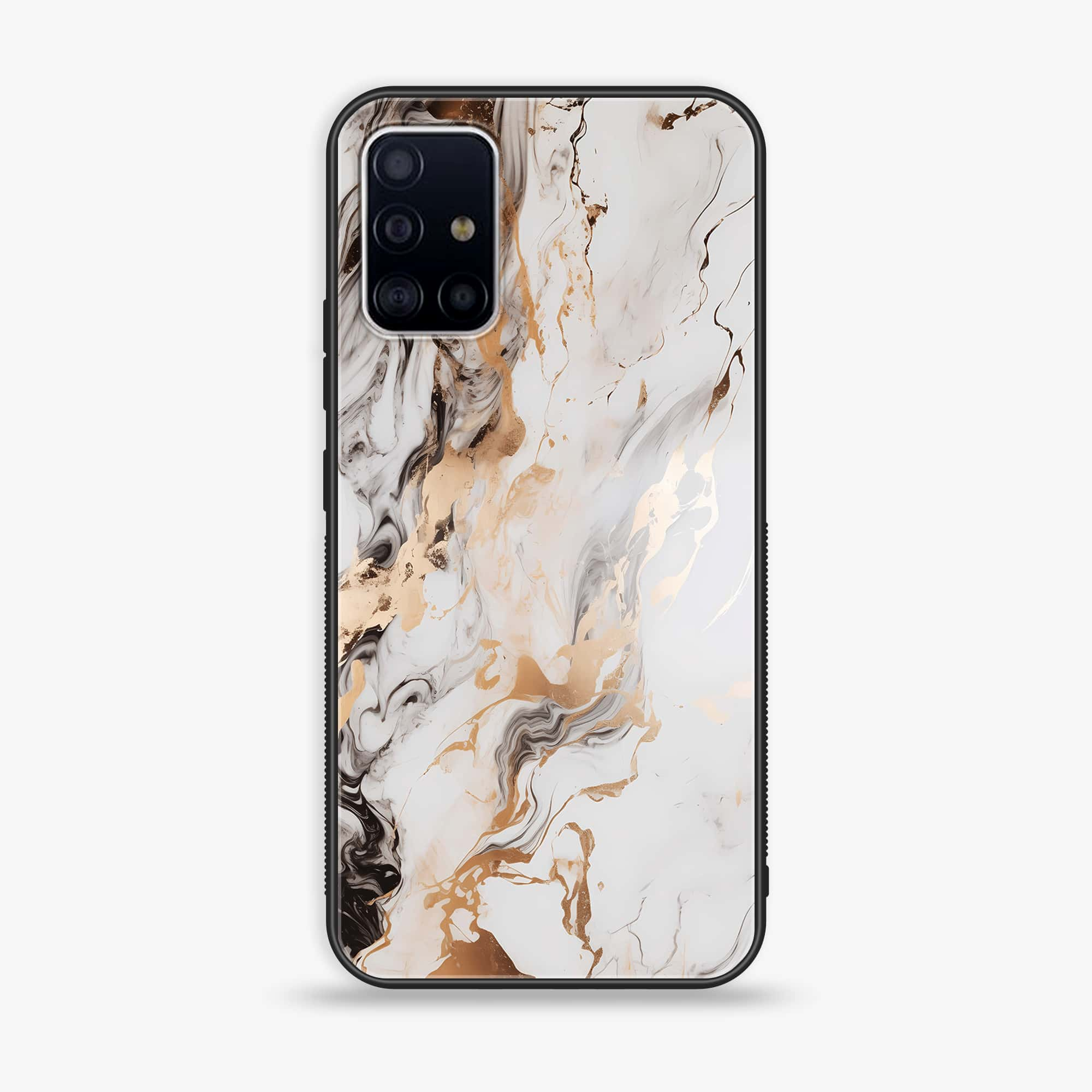 Samsung Galaxy A71 Liquid Marble Series Premium Printed Glass soft Bumper shock Proof Case