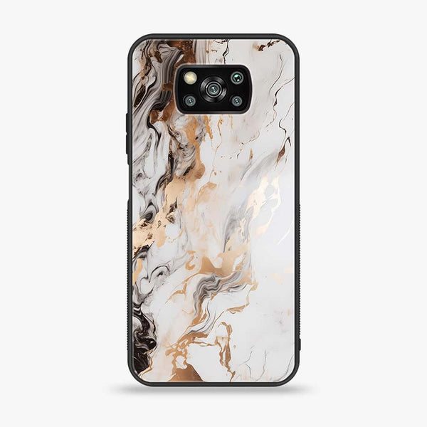 Xiaomi Poco X3 NFC - Liquid Marble Series - Premium Printed Glass soft Bumper shock Proof Case