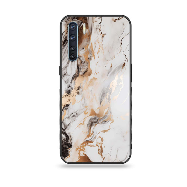 Oppo Reno 3 / OPPO A91 / F15  - Liquid Marble Series - Premium Printed Glass soft Bumper shock Proof Case