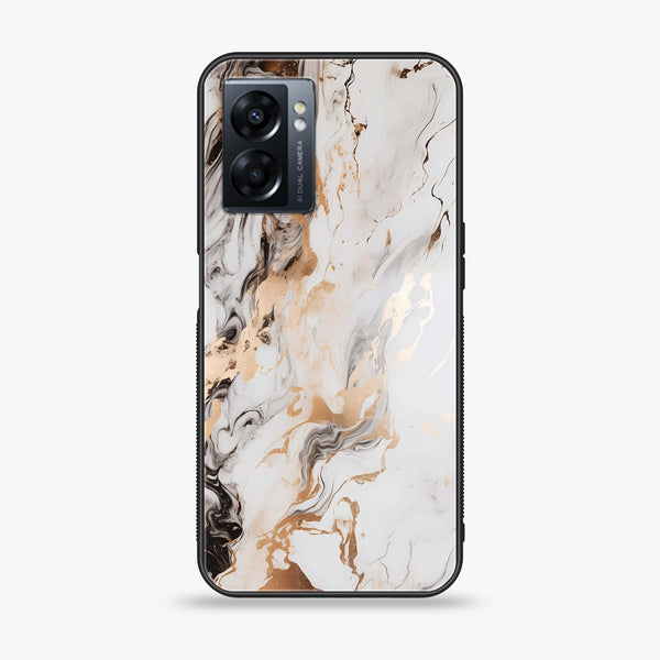Oppo A77 4G - Liquid Marble Series - Premium Metal Printed soft Bumper shock Proof Case
