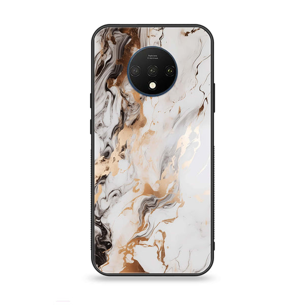 OnePlus 7T - Liquid Marble Design 1- Premium Printed Glass soft Bumper shock Proof Case CS-49894