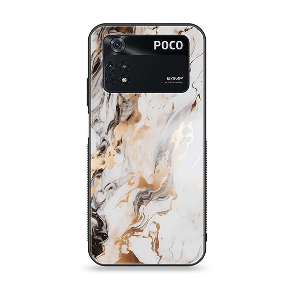 Xiaomi Poco M4 Pro 4G - Liquid Marble Series - Premium Printed Glass soft Bumper shock Proof Case