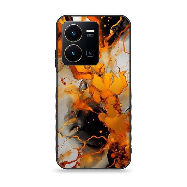 Vivo Y35 - Liquid Marble Series - Premium Printed Glass soft Bumper shock Proof Case