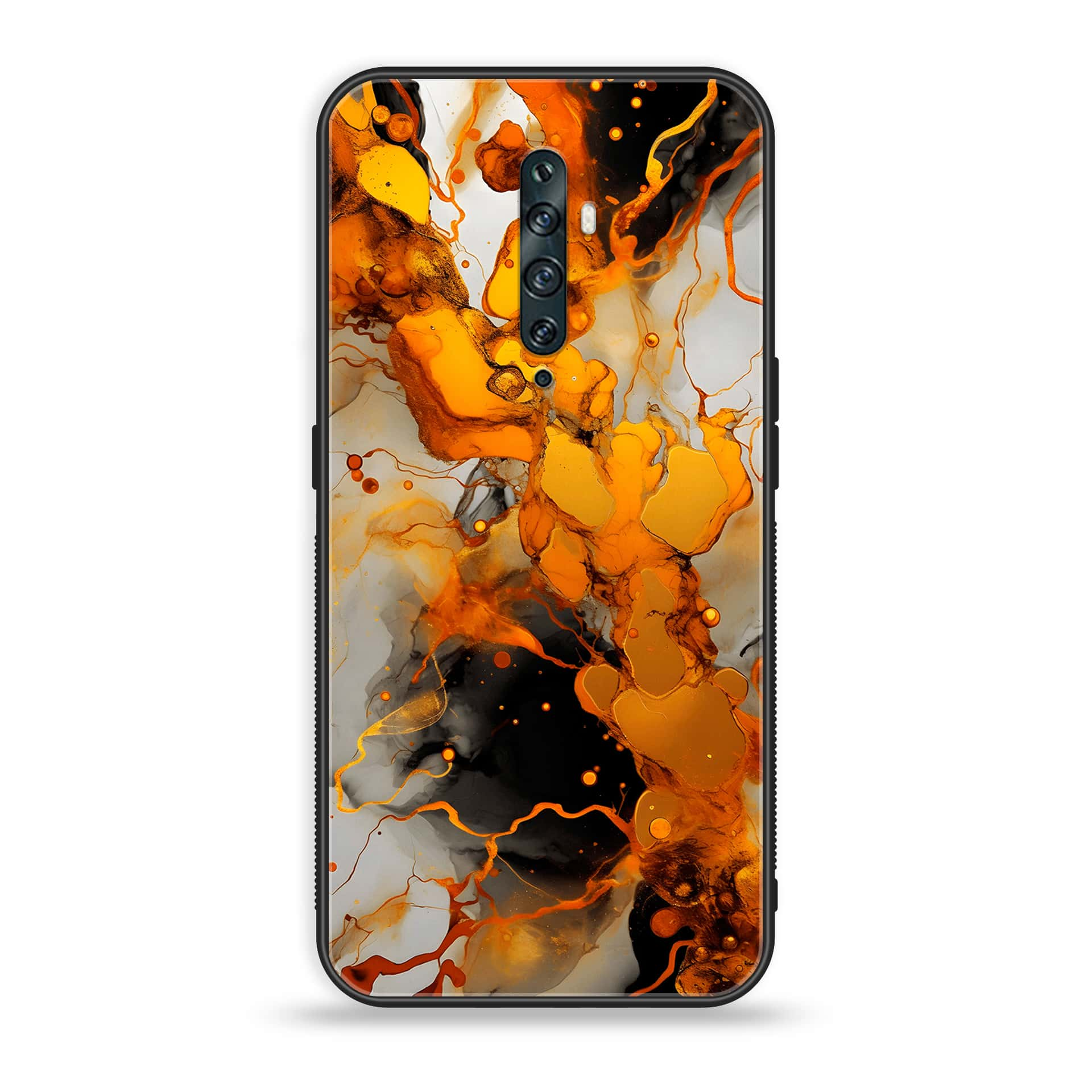 OPPO Reno 2f - Liquid Marble Series - Premium Printed Glass soft Bumper shock Proof Case