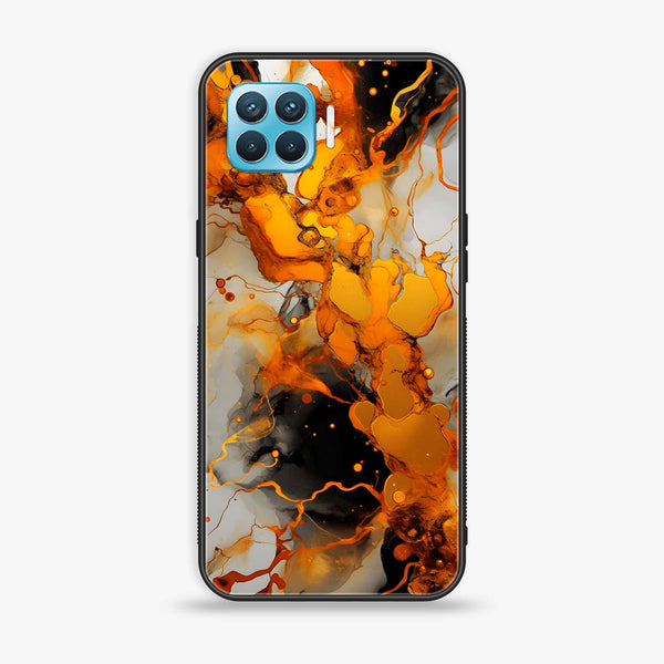Oppo F17 Pro /A93 4G/ RENO 4 LITE - Liquid Marble Series  Design 2 Premium Printed Glass soft Bumper shock Proof Case  CS-19139
