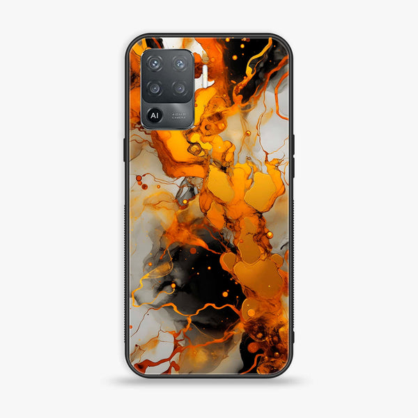 Oppo F19 Pro / A94 4g / Reno 5 Lite  - Liquid Marble Design 2  - Premium Printed Glass soft Bumper shock Proof Case  CS-26011