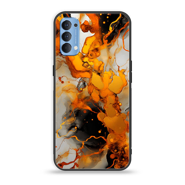 Oppo Reno 5 Pro 5G Liquid Marble Series  Design  2  Premium Printed Glass soft Bumper shock Proof Case  CS-19087