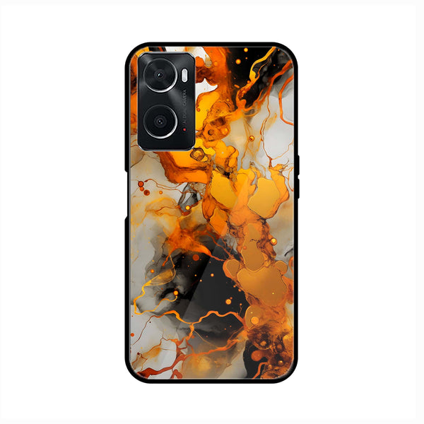 Oppo A96/A76/A36 Liquid Marble Design 2 Premium Printed Glass soft Bumper shock Proof Case CS-17487