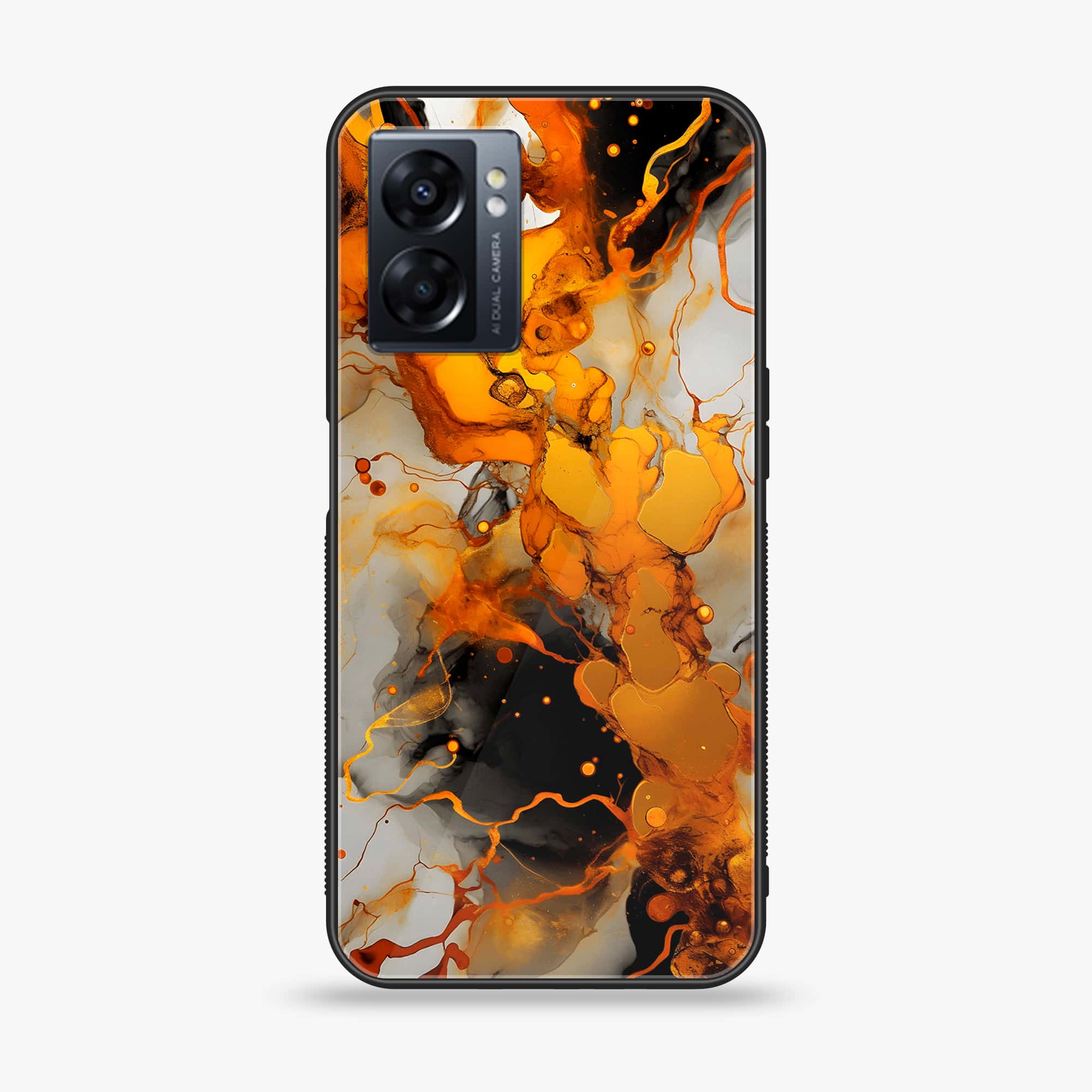 Oppo A77 4G - Liquid Marble Series - Premium Metal Printed soft Bumper shock Proof Case