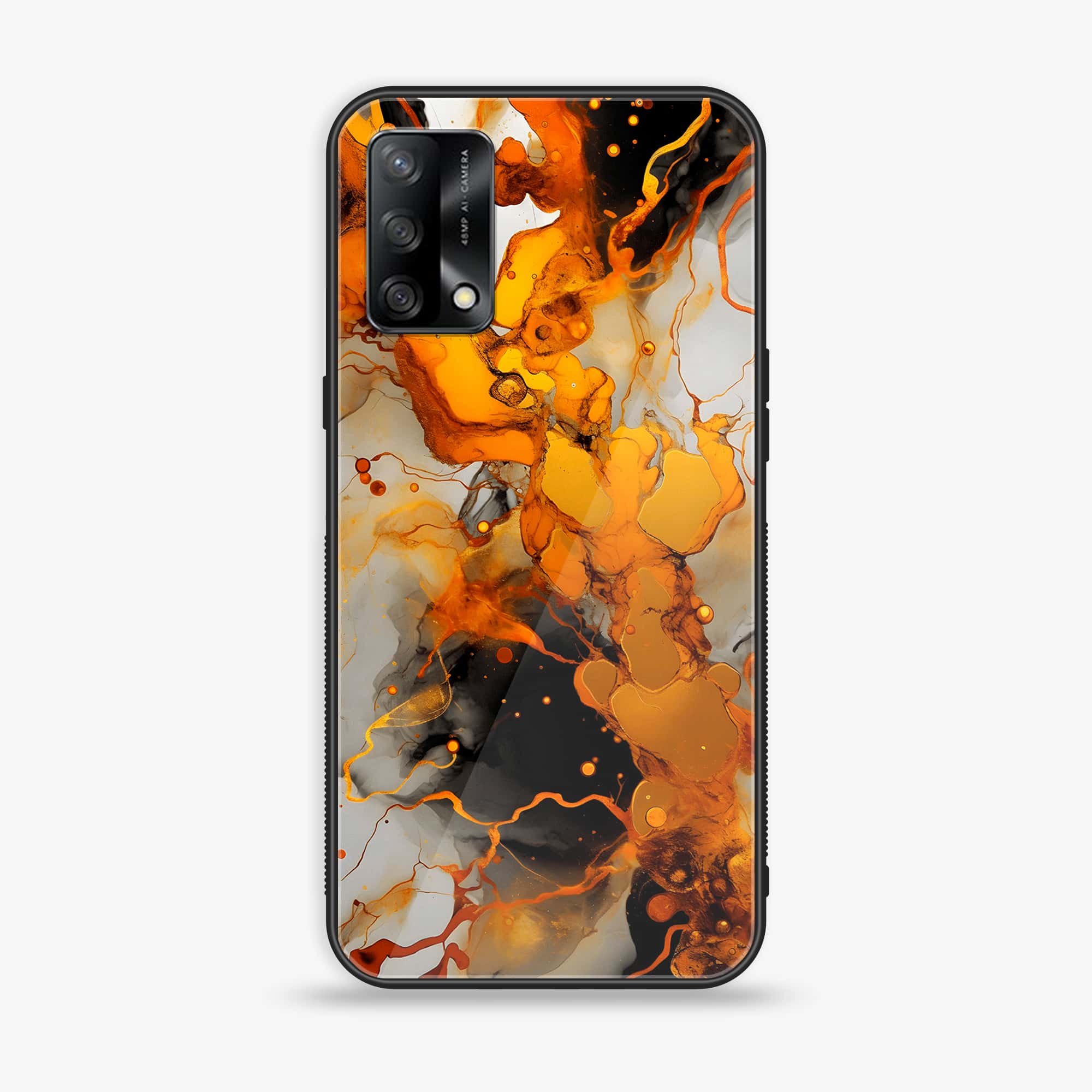 Oppo F19s - Liquid Marble Series - Premium Metal Printed soft Bumper shock Proof Case