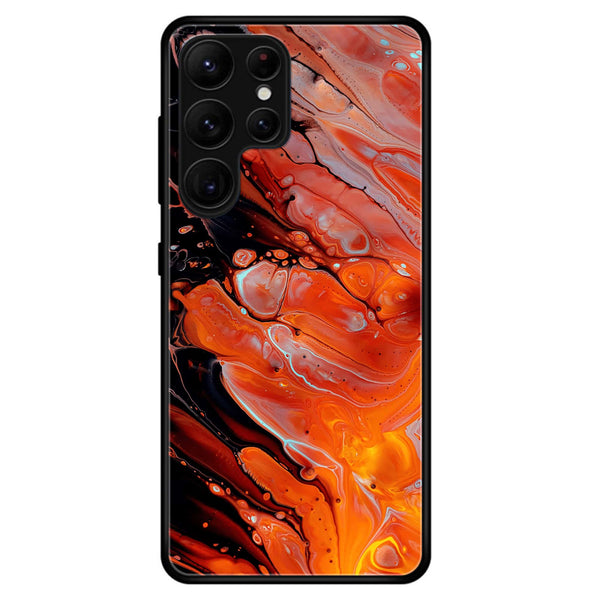 Samsung Galaxy S22 Ultra - Liquid Marble Design 4- Premium Metal Printed soft Bumper shock Proof Case CS-12040