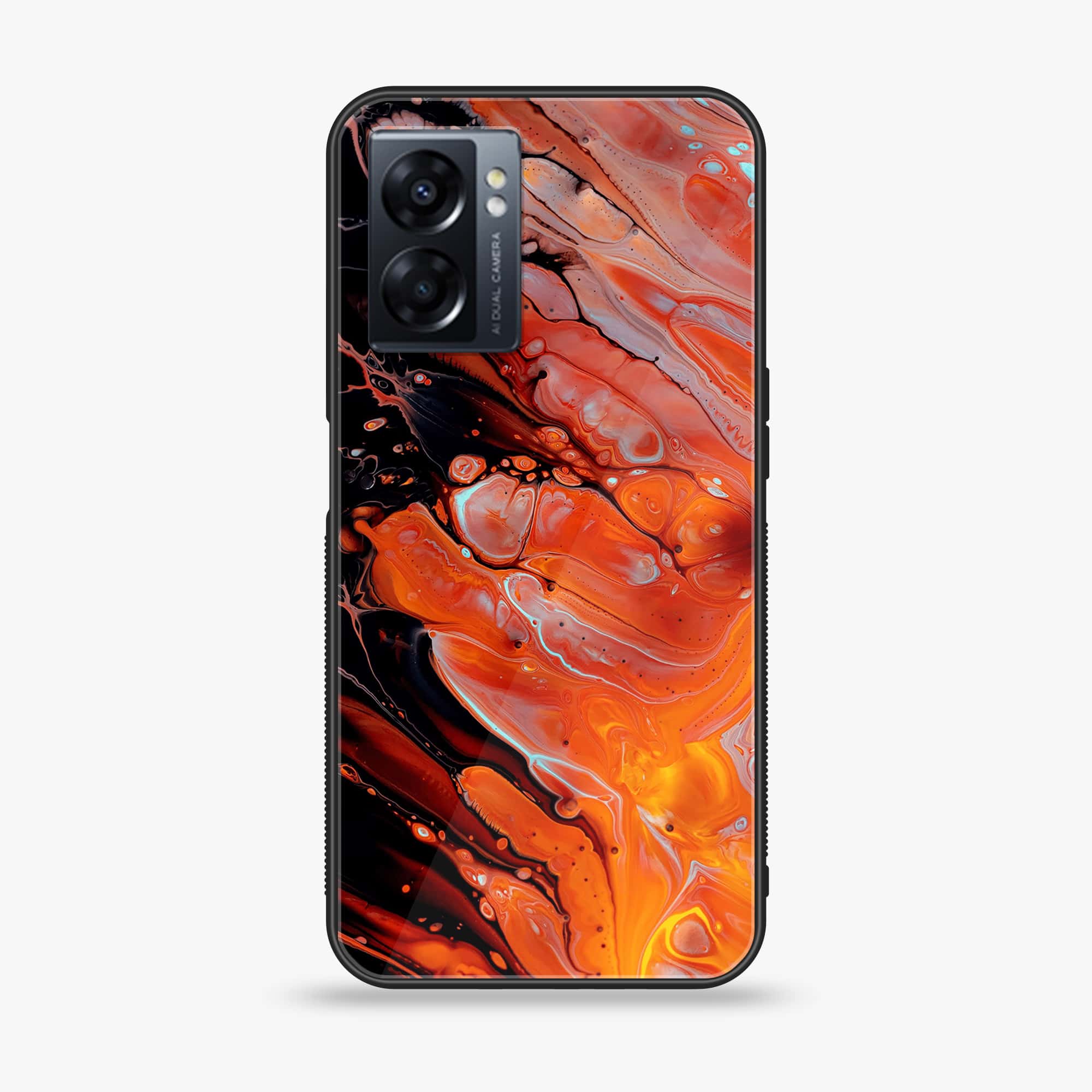 Oppo A77 4G - Liquid Marble Series - Premium Metal Printed soft Bumper shock Proof Case
