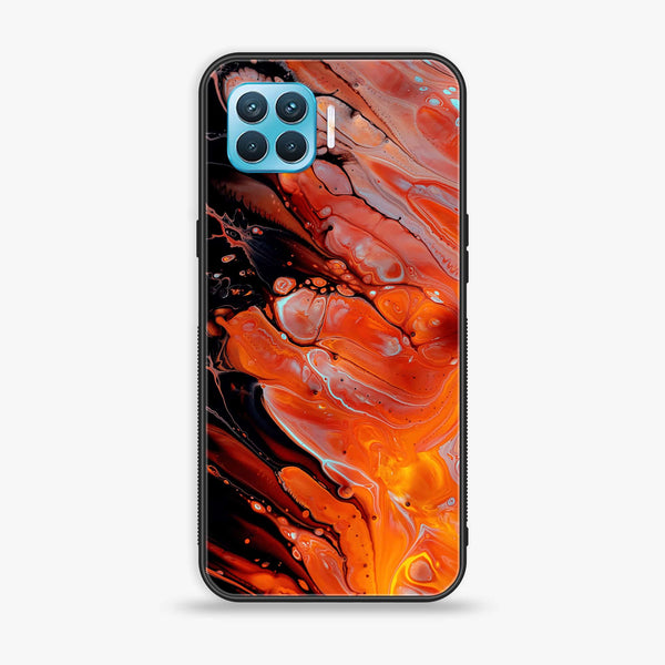 Oppo F17 Pro - Liquid Marble Design 4 - Premium Printed Glass soft Bumper shock Proof Case CS-18123