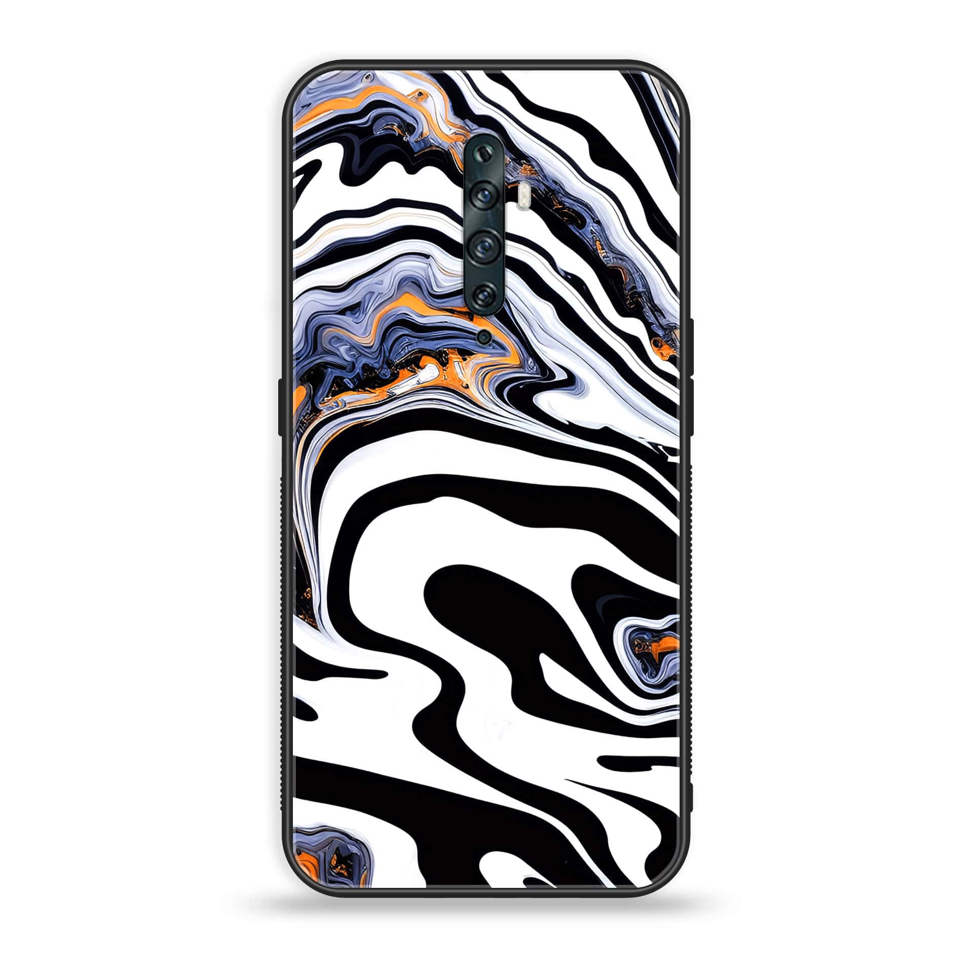 OPPO Reno 2f - Liquid Marble Series - Premium Printed Glass soft Bumper shock Proof Case