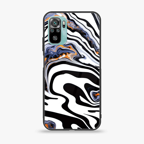 Xiaomi Redmi Note 10 - Liquid Marble Design 10 - Premium Printed Glass soft Bumper shock Proof Case CS-9759