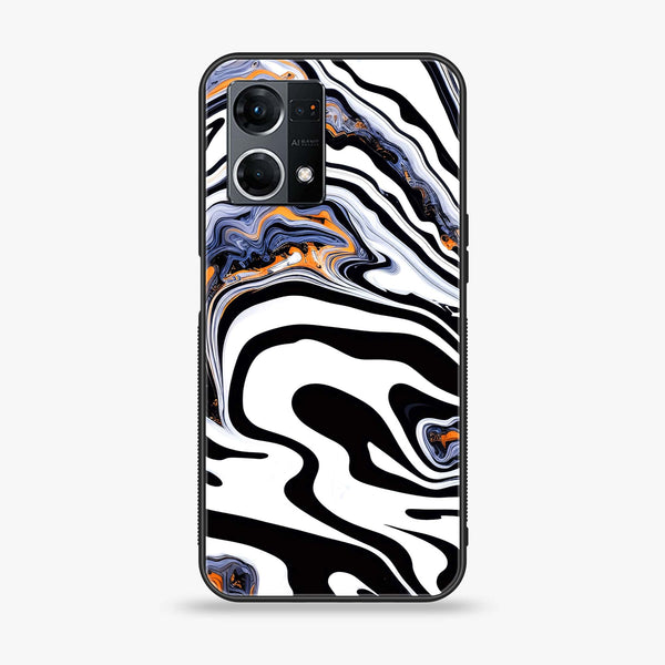 Oppo F21 Pro 4G Liquid Marble Design 10 Premium Printed Glass soft Bumper shock Proof Case CS-18084