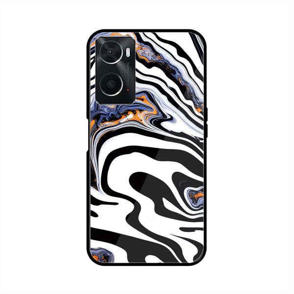 Oppo A36 Liquid Marble Series Design 10 Premium Printed Glass soft Bumper shock Proof Case  CS-19074