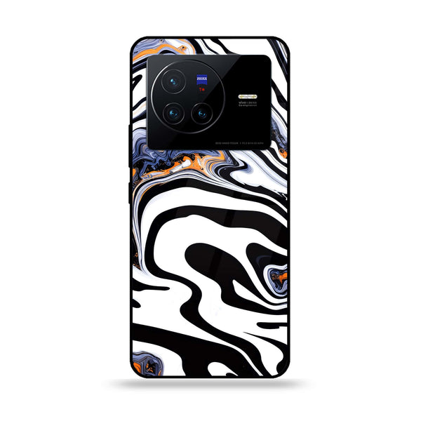 Vivo X80 - Liquid Marble Series  Design 10 - Premium Printed Glass soft Bumper shock Proof Case CS-21685