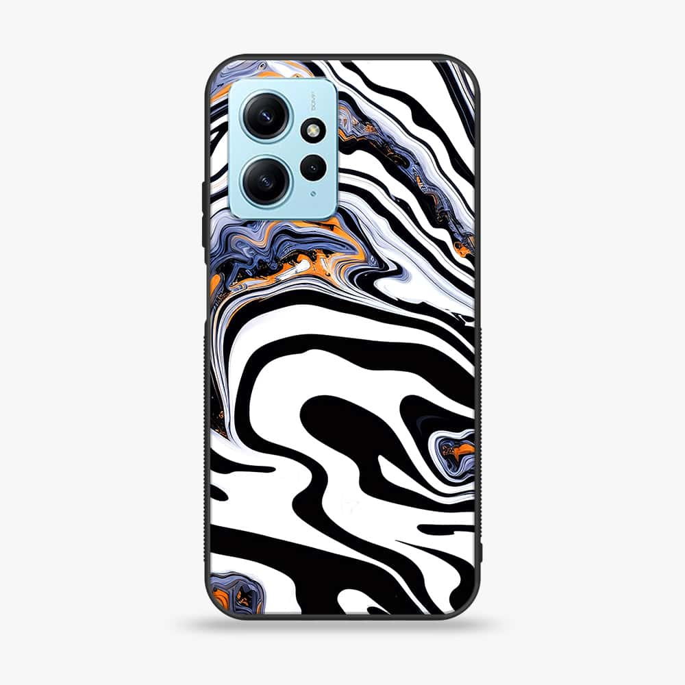 Xiaomi Redmi Note 12 - Liquid Marble Series - Premium Printed Glass soft Bumper shock Proof Case