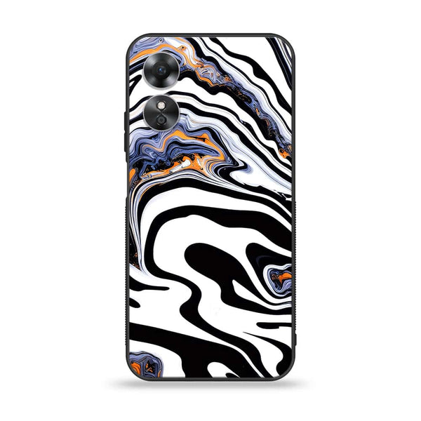 OPPO A17 - Liquid Marble Design 10- Premium Printed Glass soft Bumper shock Proof Case CS-12647