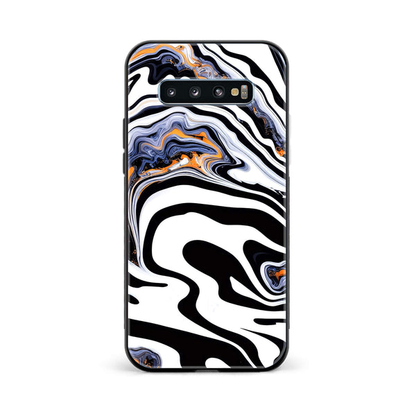 Galaxy S10 Plus - Liquid Marble Design 10- Premium Printed Glass soft Bumper shock Proof Case CS-12283