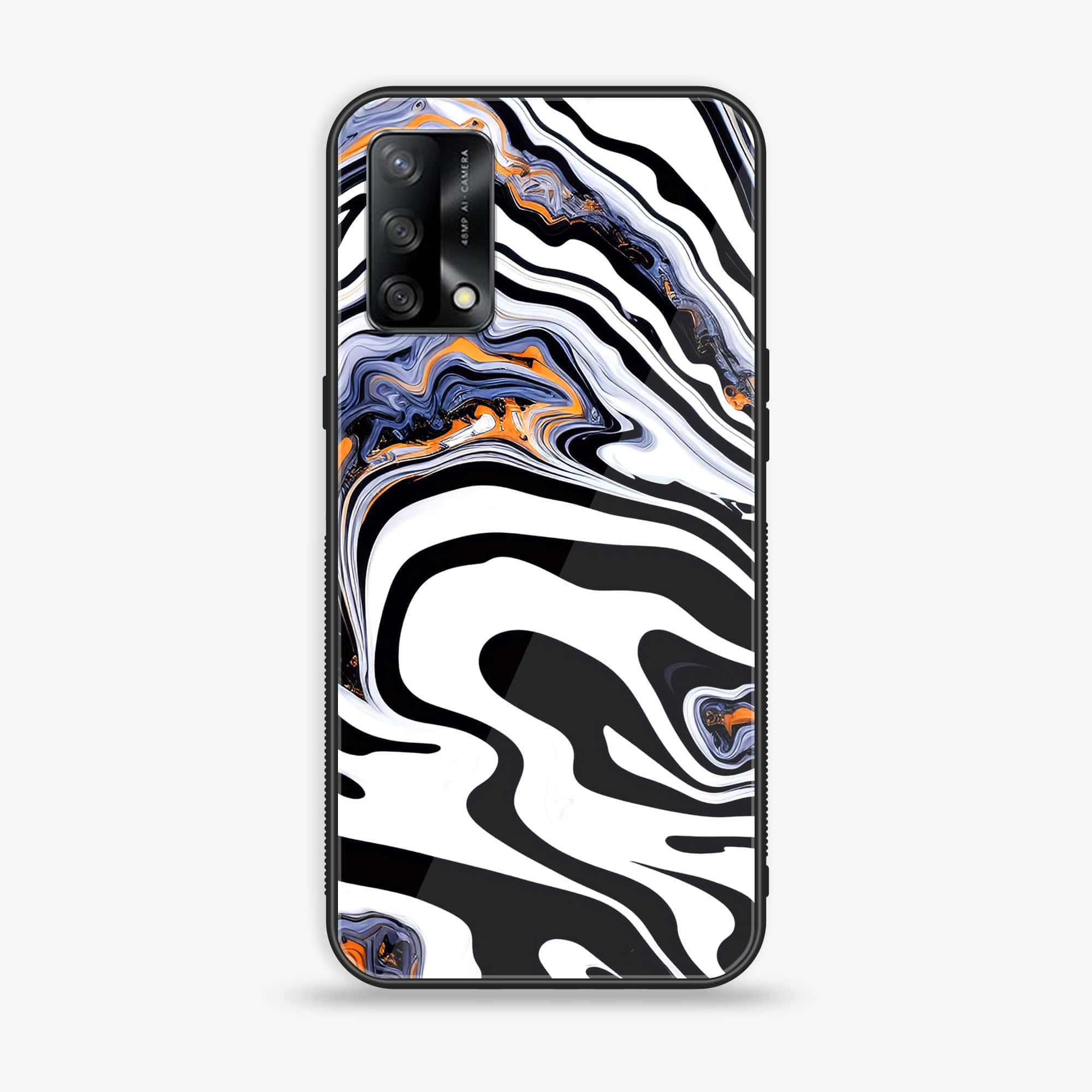 Oppo F19s - Liquid Marble Series - Premium Metal Printed soft Bumper shock Proof Case