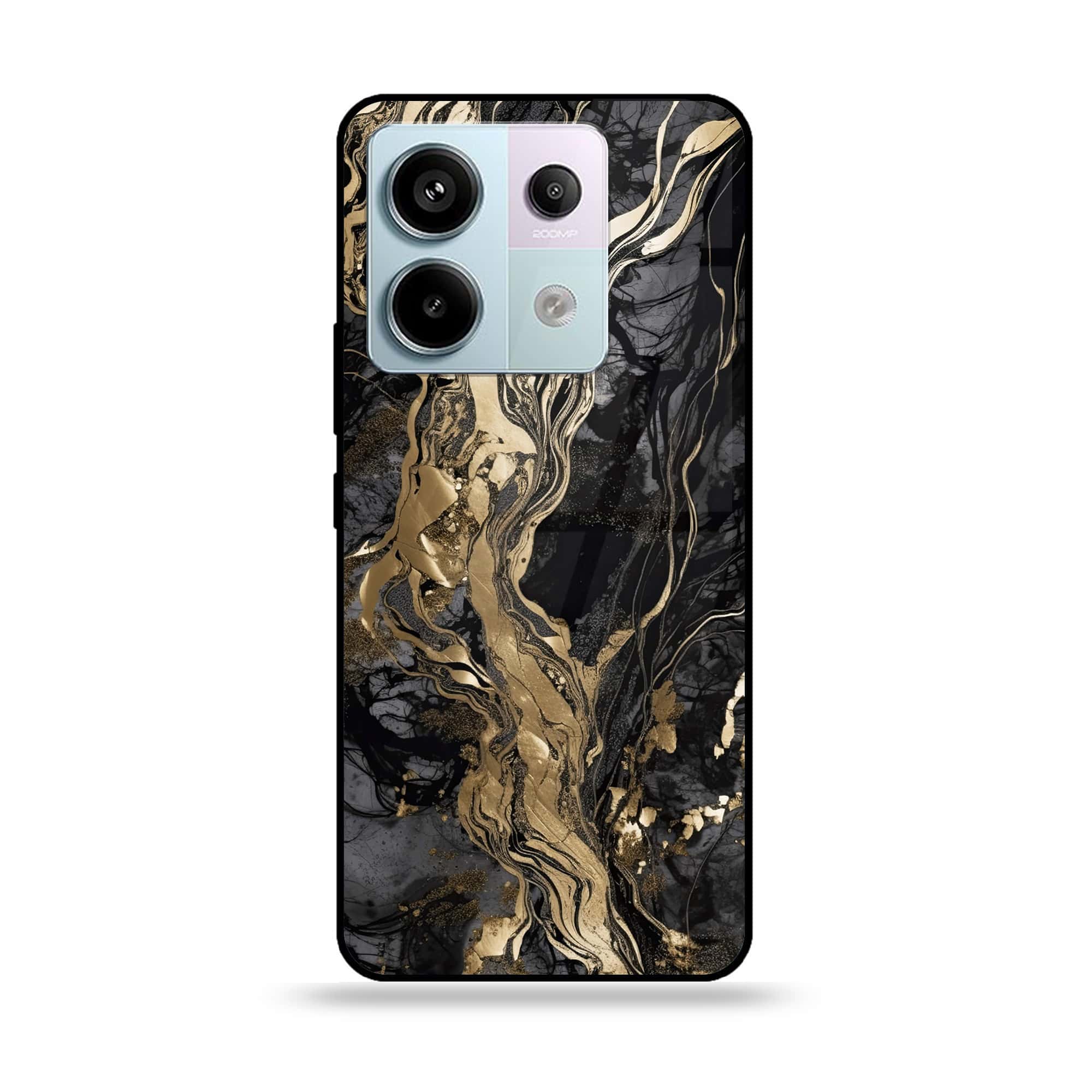 Redmi Note 13 - Liquid Marble Series - Premium Metal Printed soft Bumper shock Proof Case