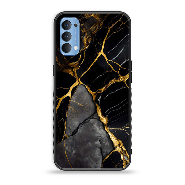 Oppo Reno 4 4G - Liquid Marble Design 6 - Premium Printed Glass soft Bumper shock Proof Case CS-17290