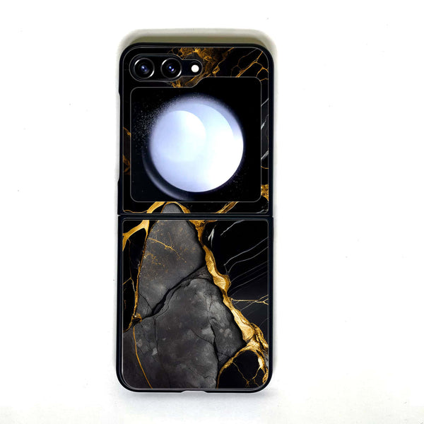 Galaxy Z Flip 5 - Liquid Marble - Design 6 - Premium Printed Glass soft Bumper shock Proof Case