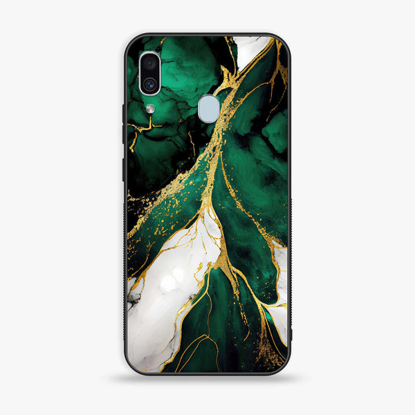 Galaxy A20/A30 - Liquid Marble Design 3 - Premium Printed Glass soft Bumper shock Proof Case CS-19646