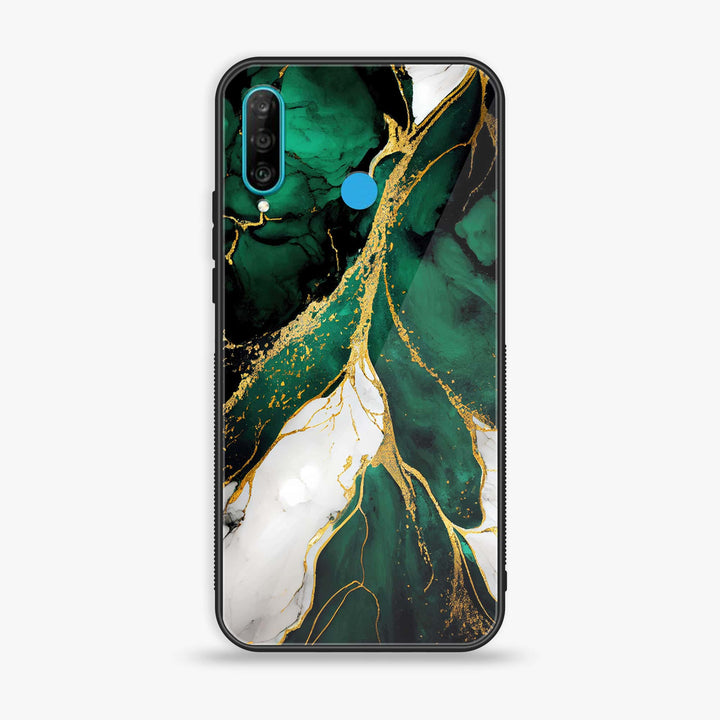 Huawei P30 lite - Liquid Marble Design 7- Premium Printed Glass soft Bumper shock Proof Case CS-11130